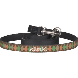 Brown Argyle Dog Leash (Personalized)