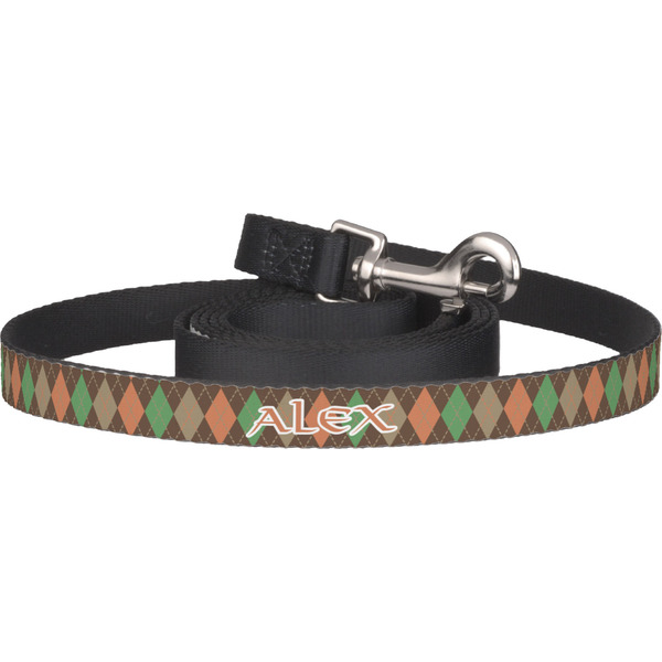 Custom Brown Argyle Dog Leash (Personalized)