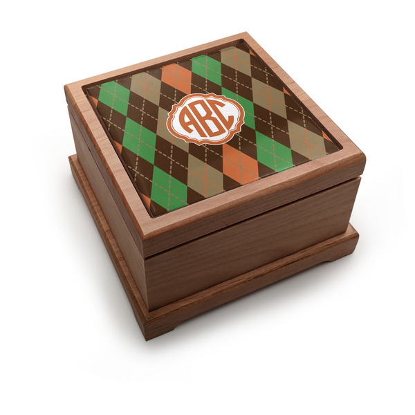 Custom Brown Argyle Pet Urn w/ Monogram