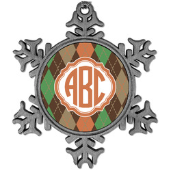 Brown Argyle Vintage Snowflake Ornament (Personalized)