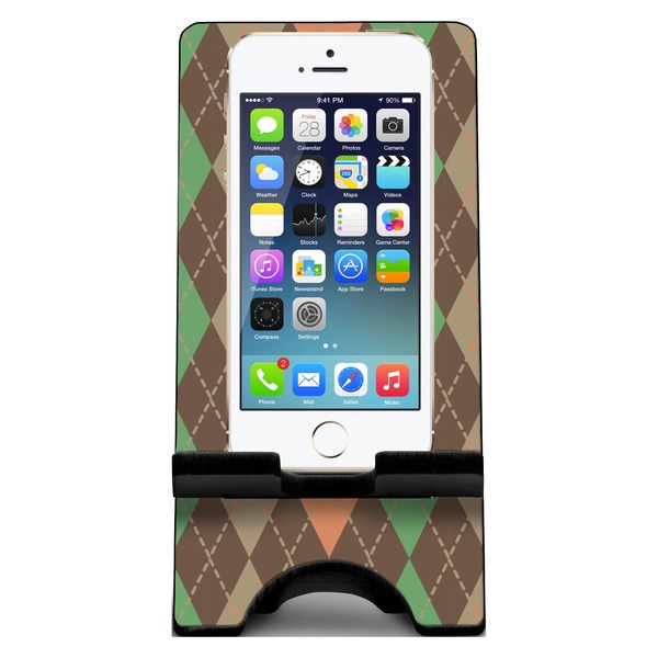 Brown Argyle Phone Stand w/ Phone