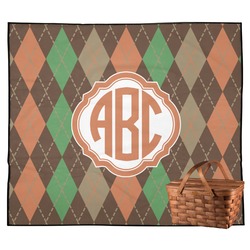 Brown Argyle Outdoor Picnic Blanket (Personalized)