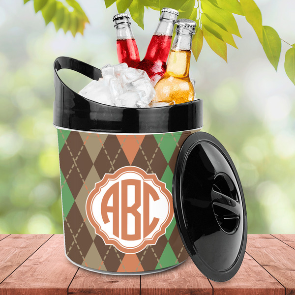 Brown Argyle Plastic Ice Bucket - LIFESTYLE