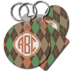 Brown Argyle Plastic Keychain (Personalized)