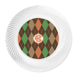 Brown Argyle Plastic Party Dinner Plates - 10" (Personalized)