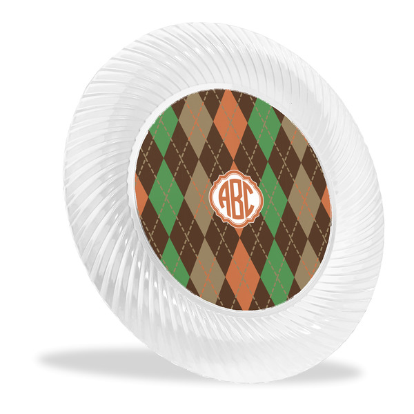 Custom Brown Argyle Plastic Party Dinner Plates - 10" (Personalized)