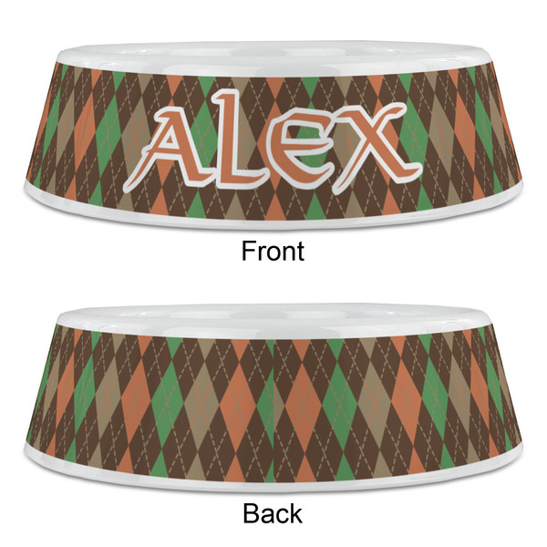 Brown Argyle Plastic Pet Bowls - Large - APPROVAL