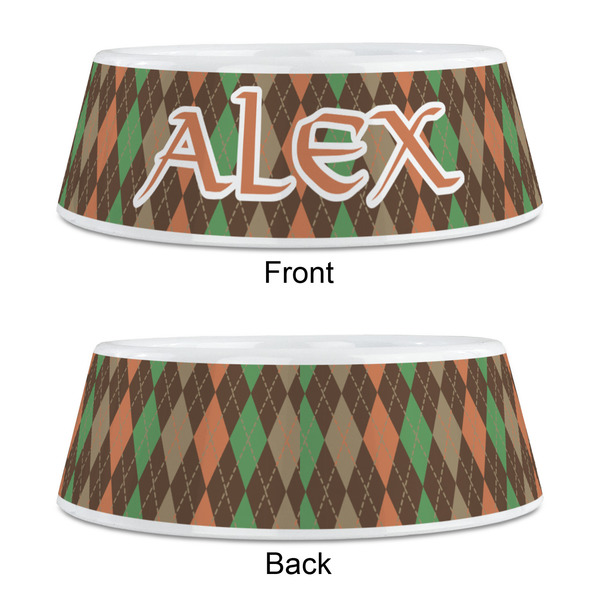 Brown Argyle Plastic Pet Bowls - Medium - APPROVAL