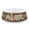 Brown Argyle Plastic Dog Bowl - Medium (Personalized)