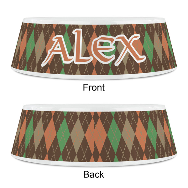 Brown Argyle Plastic Pet Bowls - Small - APPROVAL