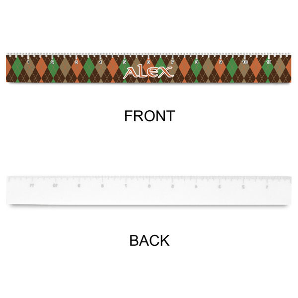 Brown Argyle Plastic Ruler - 12" - APPROVAL