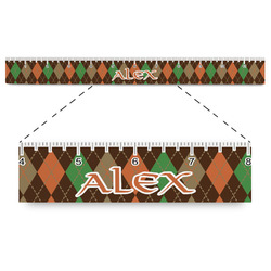 Brown Argyle Plastic Ruler - 12" (Personalized)