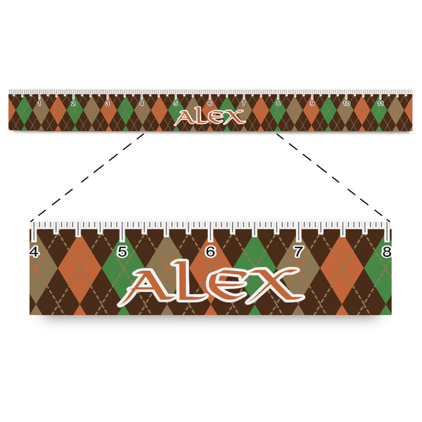 Custom Brown Argyle Plastic Ruler - 12" (Personalized)