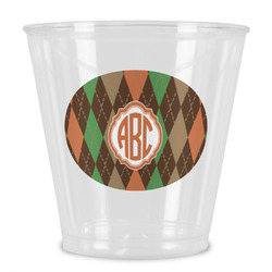 Brown Argyle Plastic Shot Glass (Personalized)