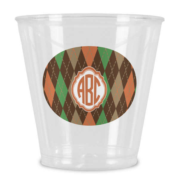 Custom Brown Argyle Plastic Shot Glass (Personalized)
