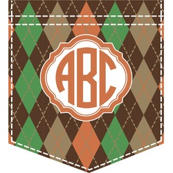 Brown Argyle Iron On Faux Pocket (Personalized)