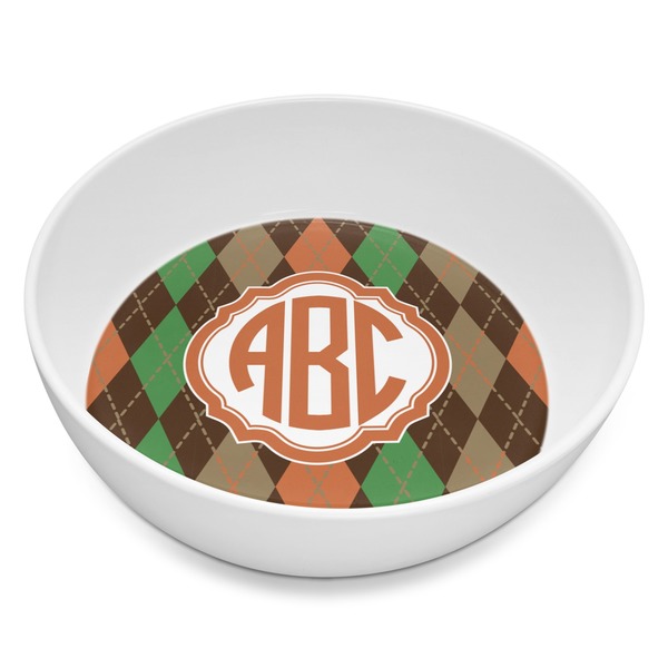 Custom Brown Argyle Melamine Bowl - 8 oz (Personalized)