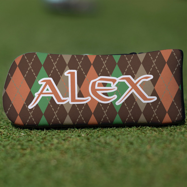 Custom Brown Argyle Blade Putter Cover (Personalized)