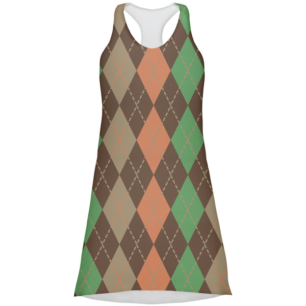 Custom Brown Argyle Racerback Dress - Small