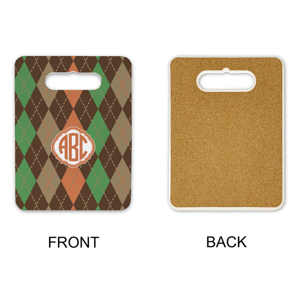 Brown Argyle Rectangle Trivet with Handle - APPROVAL