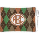 Brown Argyle Rectangular Glass Appetizer / Dessert Plate - Single or Set (Personalized)