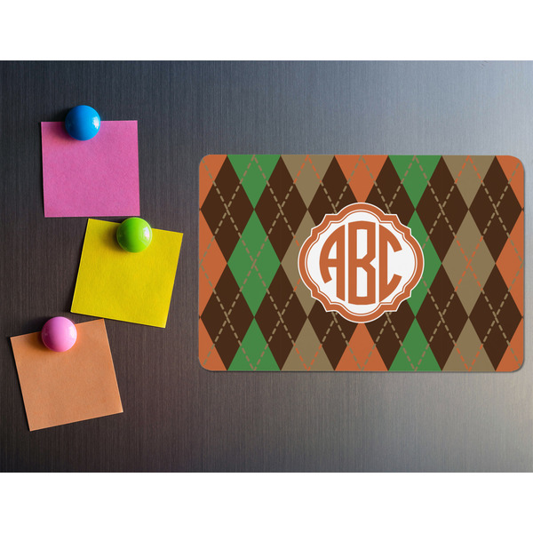 Brown Argyle Rectangular Fridge Magnet - LIFESTYLE