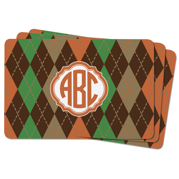 Brown Argyle Rectangular Fridge Magnet - THREE