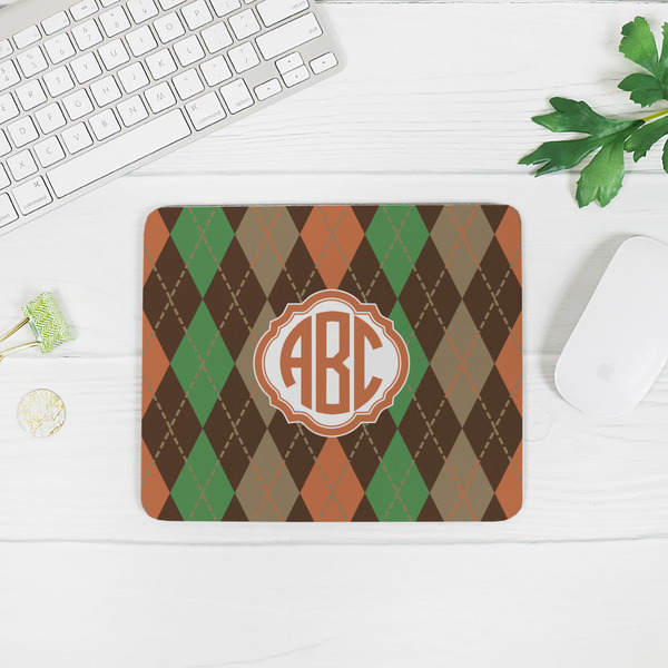 Brown Argyle Rectangular Mouse Pad - LIFESTYLE 2