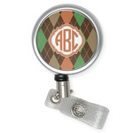 Brown Argyle Retractable Badge Reel (Personalized)