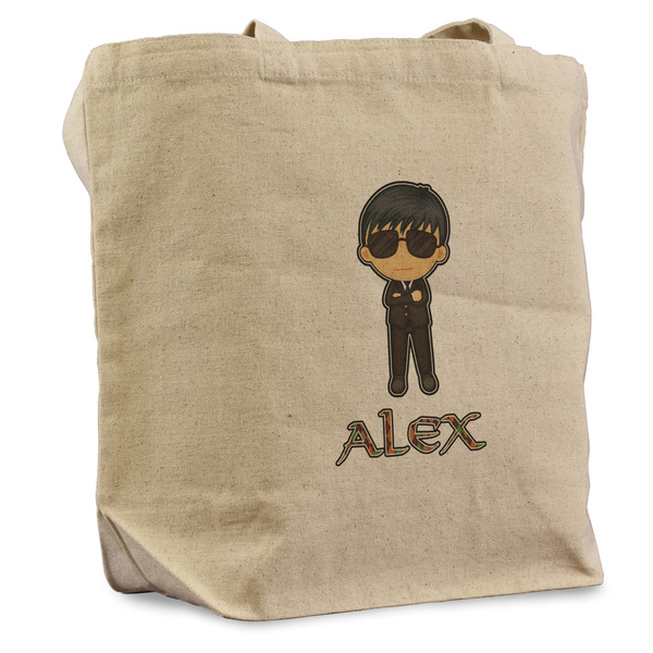 Custom Brown Argyle Reusable Cotton Grocery Bag (Personalized)