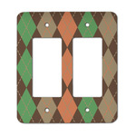 Brown Argyle Rocker Style Light Switch Cover - Two Switch