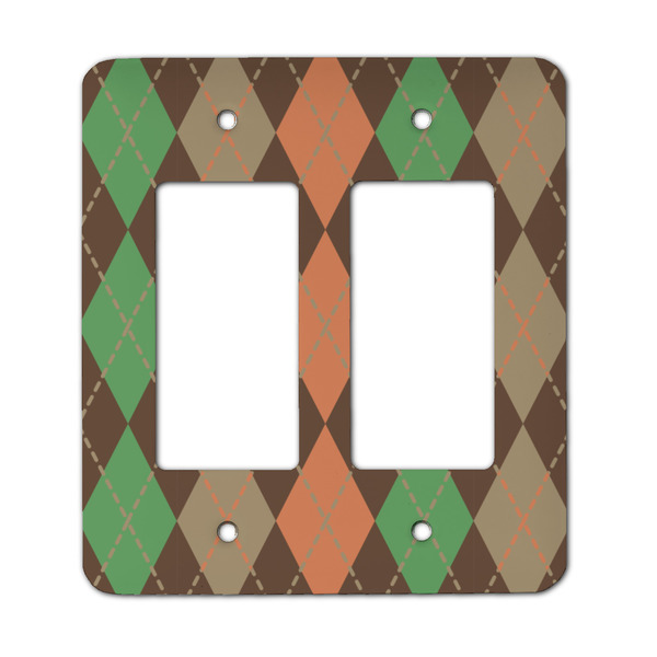 Custom Brown Argyle Rocker Style Light Switch Cover - Two Switch