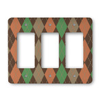 Brown Argyle Rocker Style Light Switch Cover - Three Switch