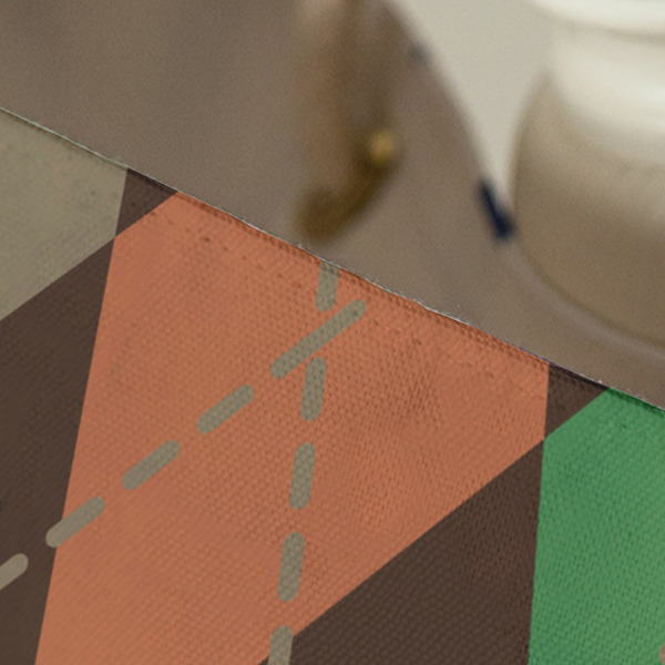 Brown Argyle Large Rope Tote - Close Up View