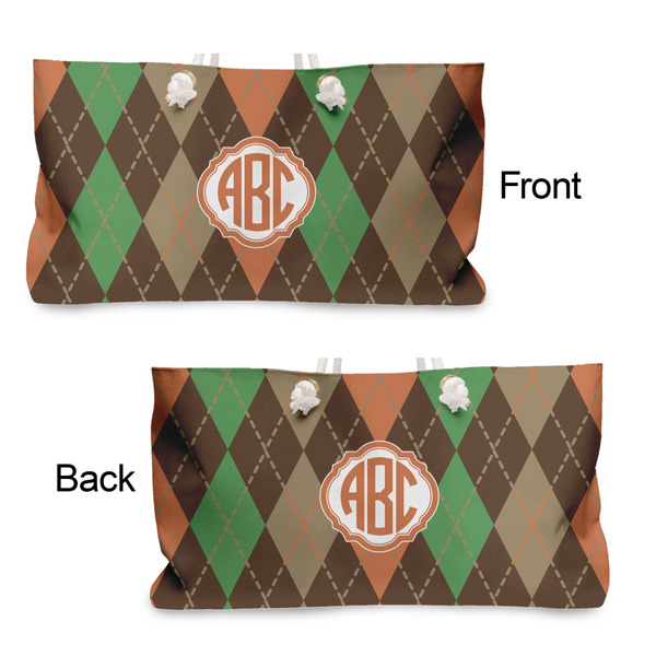 Brown Argyle Large Rope Tote - From & Back View