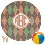 Brown Argyle Round Beach Towel (Personalized)
