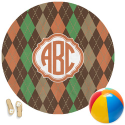 Brown Argyle Round Beach Towel (Personalized)