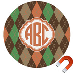 Brown Argyle Round Car Magnet - 10" (Personalized)
