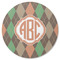 Brown Argyle Round Coaster Rubber Back - Single