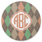 Brown Argyle Round Rubber Backed Coaster (Personalized)