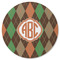 Brown Argyle Round Rubber Backed Coaster (Personalized)