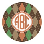 Brown Argyle Round Decal - Medium (Personalized)