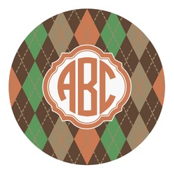 Brown Argyle Round Decal (Personalized)