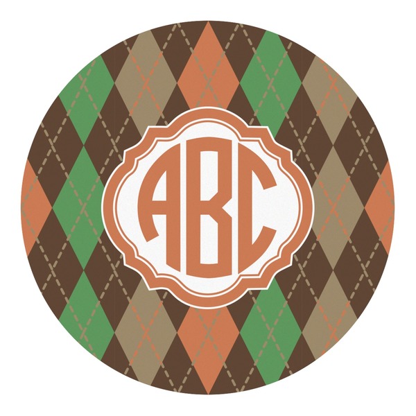 Custom Brown Argyle Round Decal (Personalized)