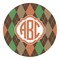 Brown Argyle Round Decal - Small (Personalized)