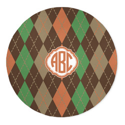 Brown Argyle 5' Round Indoor Area Rug (Personalized)