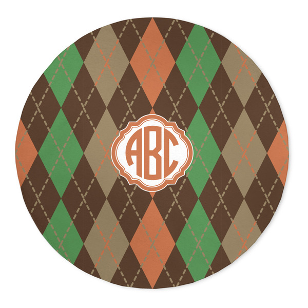 Custom Brown Argyle 5' Round Indoor Area Rug (Personalized)