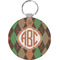Brown Argyle Round Plastic Keychain (Personalized)