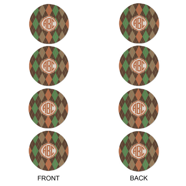 Brown Argyle Round Linen Placemats - APPROVAL Set of 4 (double sided)