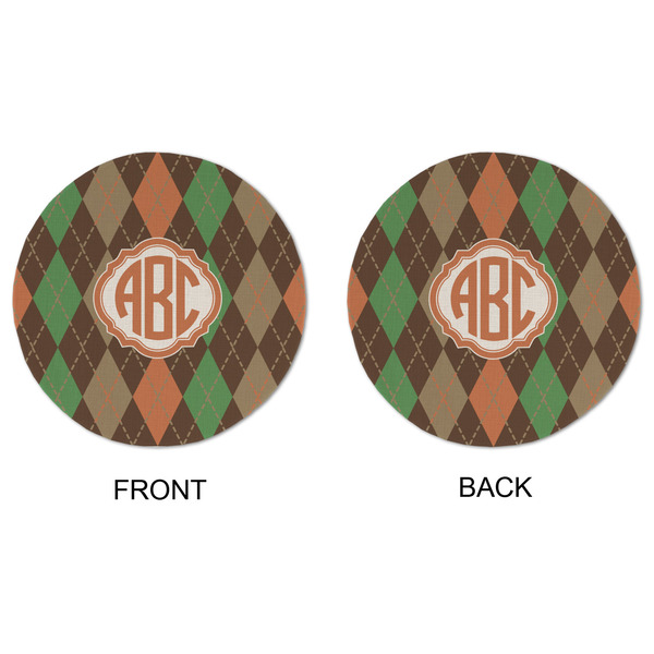 Brown Argyle Round Linen Placemats - APPROVAL (double sided)